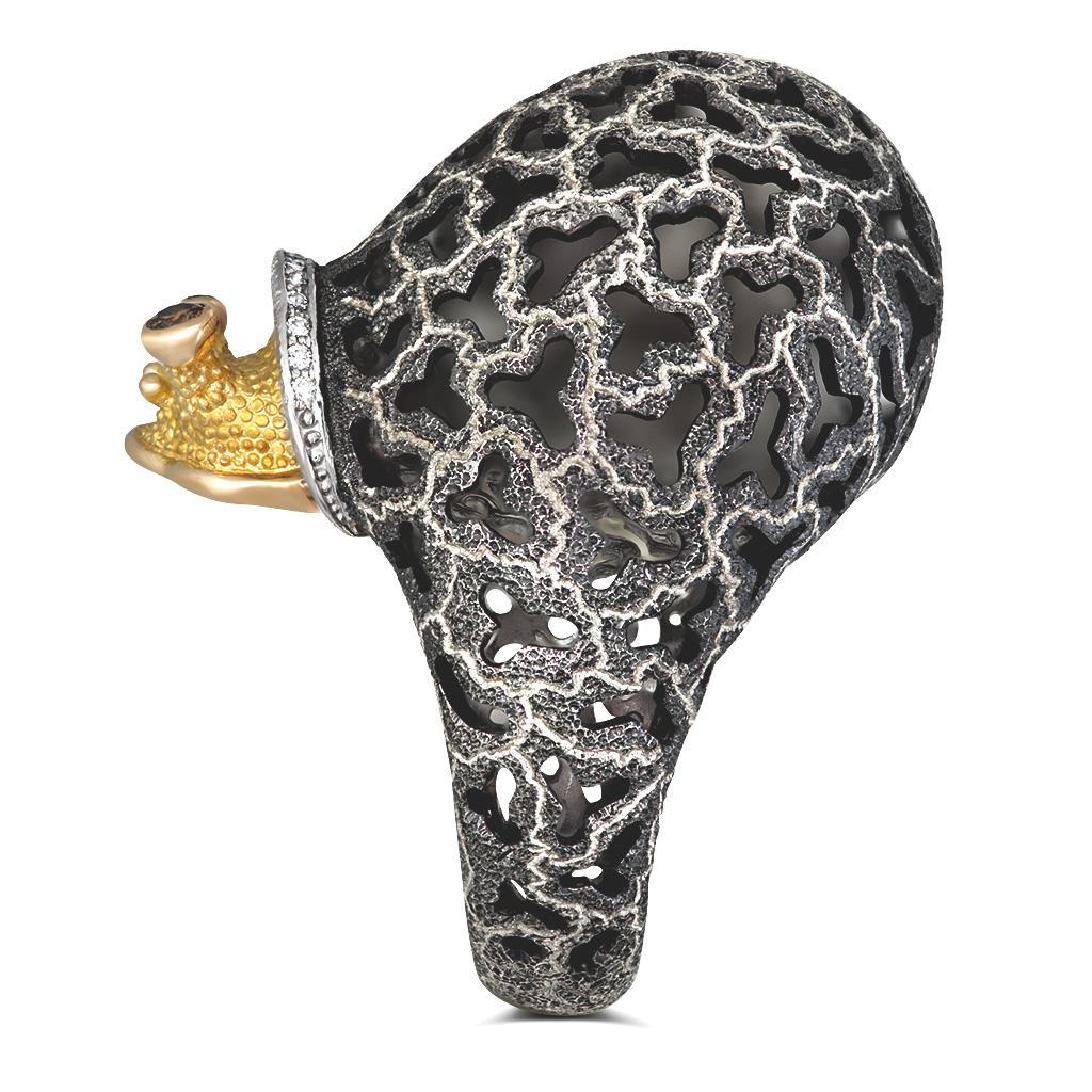 Women's or Men's Alex Soldier Diamond Gold Hand-Textured Codi the Snail Ring One of a Kind