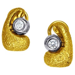 Alex Soldier Diamond Gold Modern Art Cocktail Earrings Handmade in NYC