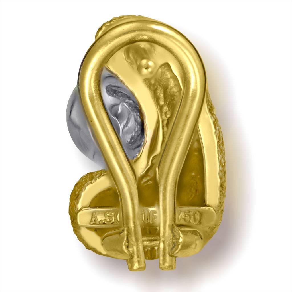 Round Cut Alex Soldier Diamond Gold Modern Art Stud Earrings Cufflinks One of a Kind