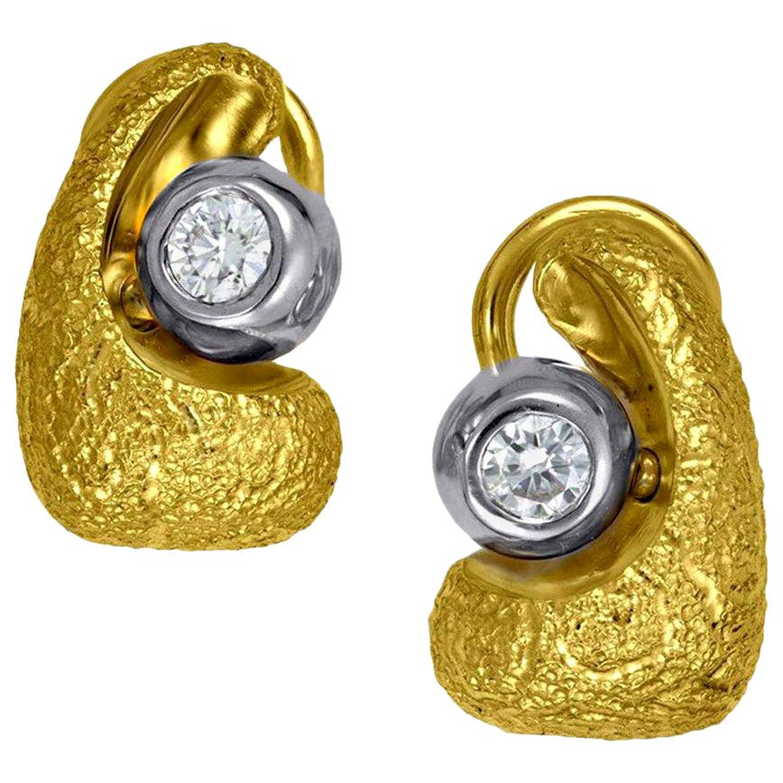 Alex Soldier Diamond Gold Modern Art Stud Earrings Cufflinks One of a Kind