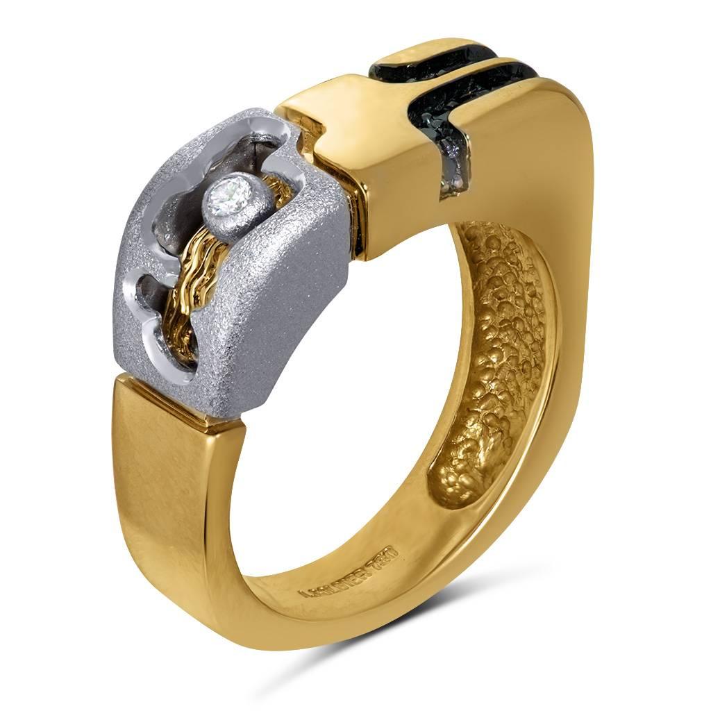 Contemporain Alex Soldier Diamond Gold Ring Band One of a Kind Handmade in NYC (Bague en or avec diamant unique) en vente