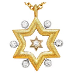 Alex Soldier Diamond Gold Star Pendant Necklace One of a Kind