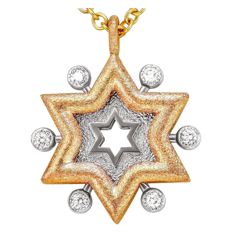 Alex Soldier Diamond Gold Star Pendant Necklace One of a Kind For Sale