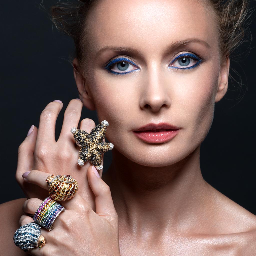 Alex Soldier, bague « Codi the Snail » en or et argent sterling texturée à la main avec diamants en vente 4