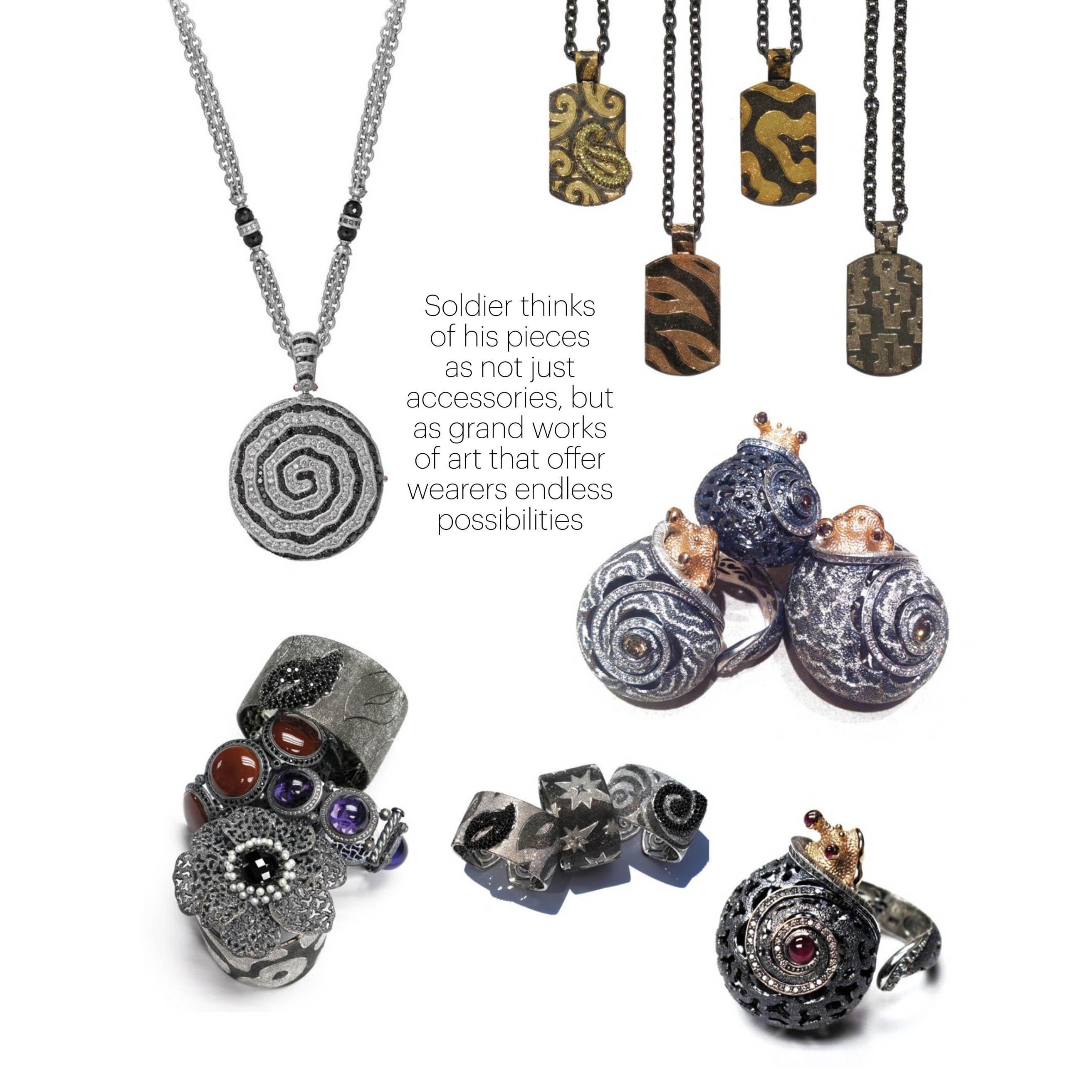 Alex Soldier, bague « Codi the Snail » en or et argent sterling texturée à la main avec diamants en vente 7