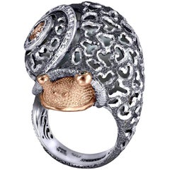 Alex Soldier Diamond Gold Sterling Silver Textured Signature Codi the Snail Ring