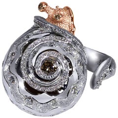 Alex Soldier Diamond Gold Textured Codi the Sail Ring One of a Kind