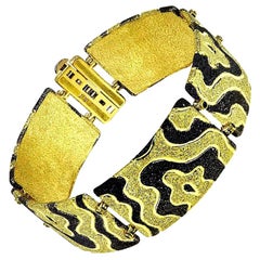 Alex Soldier Diamond Gold Textured Cora Link Bracelet One of a Kind