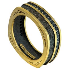 Alex Soldier Diamond Gold Textured Ring Band One of a Kind