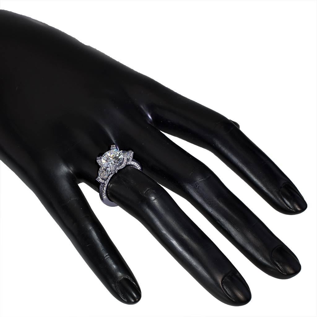 da uomo o donna Alex Soldier Anello di fidanzamento a tre pietre in platino con diamante, unico nel suo genere in vendita