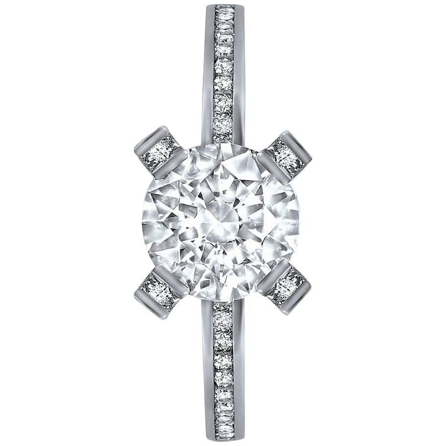 Alex Soldier Anello di fidanzamento in oro bianco Princess Diamond Cocktail Ring Made in NYC