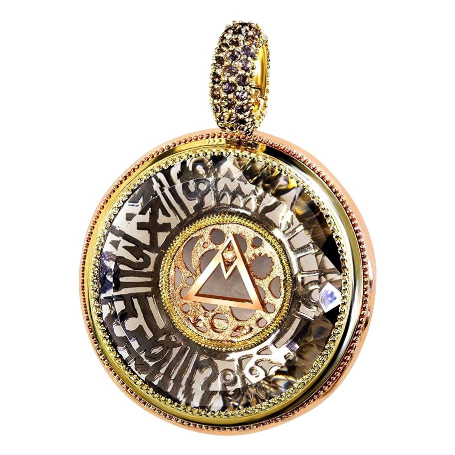 Alex Soldier Diamond Quartz Gold Mystic Talisman Pendant Necklace