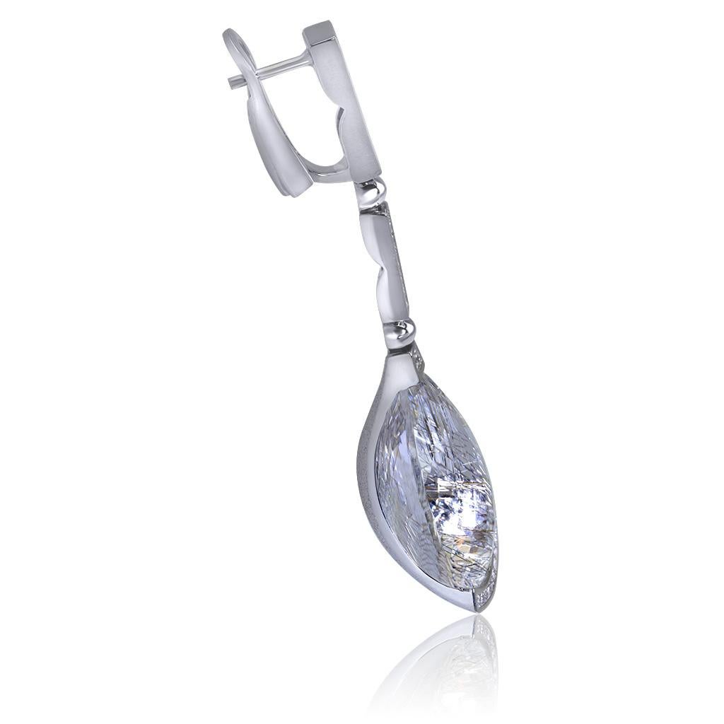 Contemporaneo Alex Soldier Orecchini a Cigno in Oro con Diamante e Quarzo, come quelli visti su Scarlett Johansson in vendita