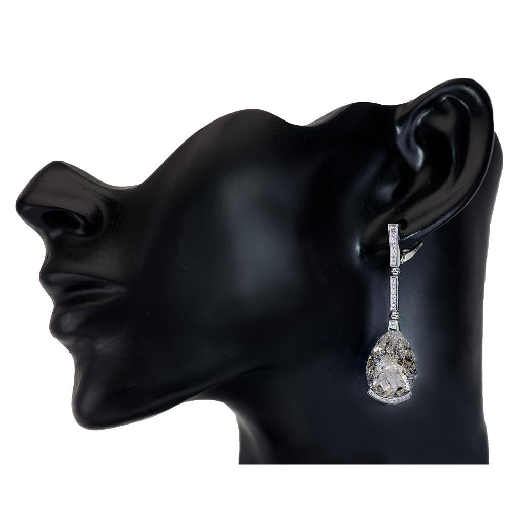 Alex Soldier Orecchini a Cigno in Oro con Diamante e Quarzo, come quelli visti su Scarlett Johansson In condizioni Nuovo in vendita a New York, NY