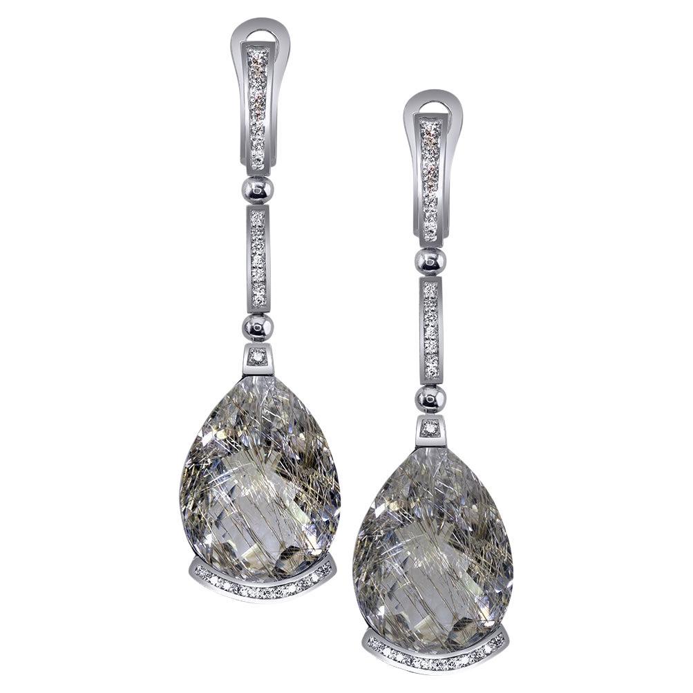 Alex Soldier Orecchini a Cigno in Oro con Diamante e Quarzo, come quelli visti su Scarlett Johansson in vendita