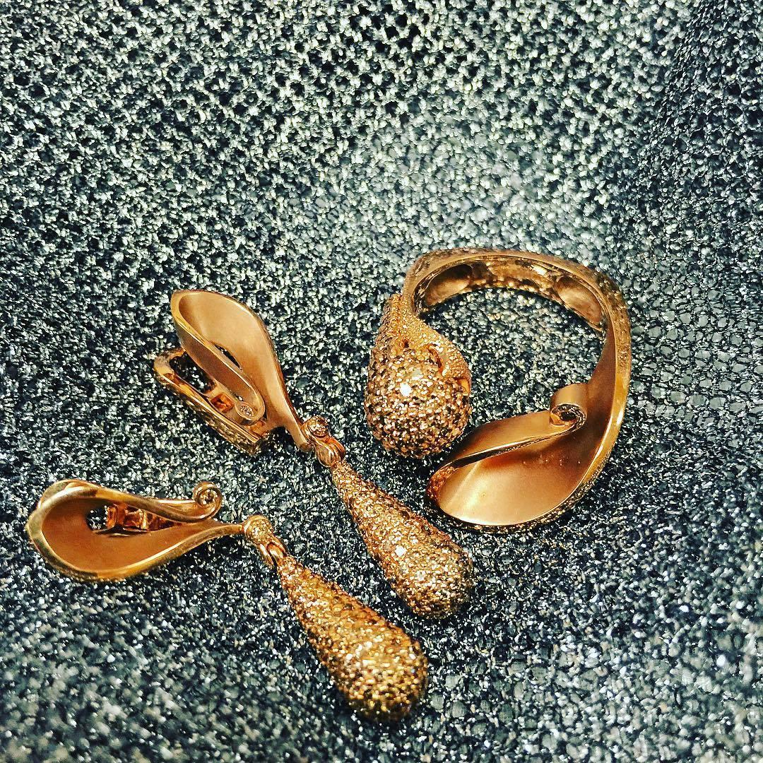 Women's or Men's Alex Soldier Diamond Rose Gold Drop Dangle Earrings One of a Kind