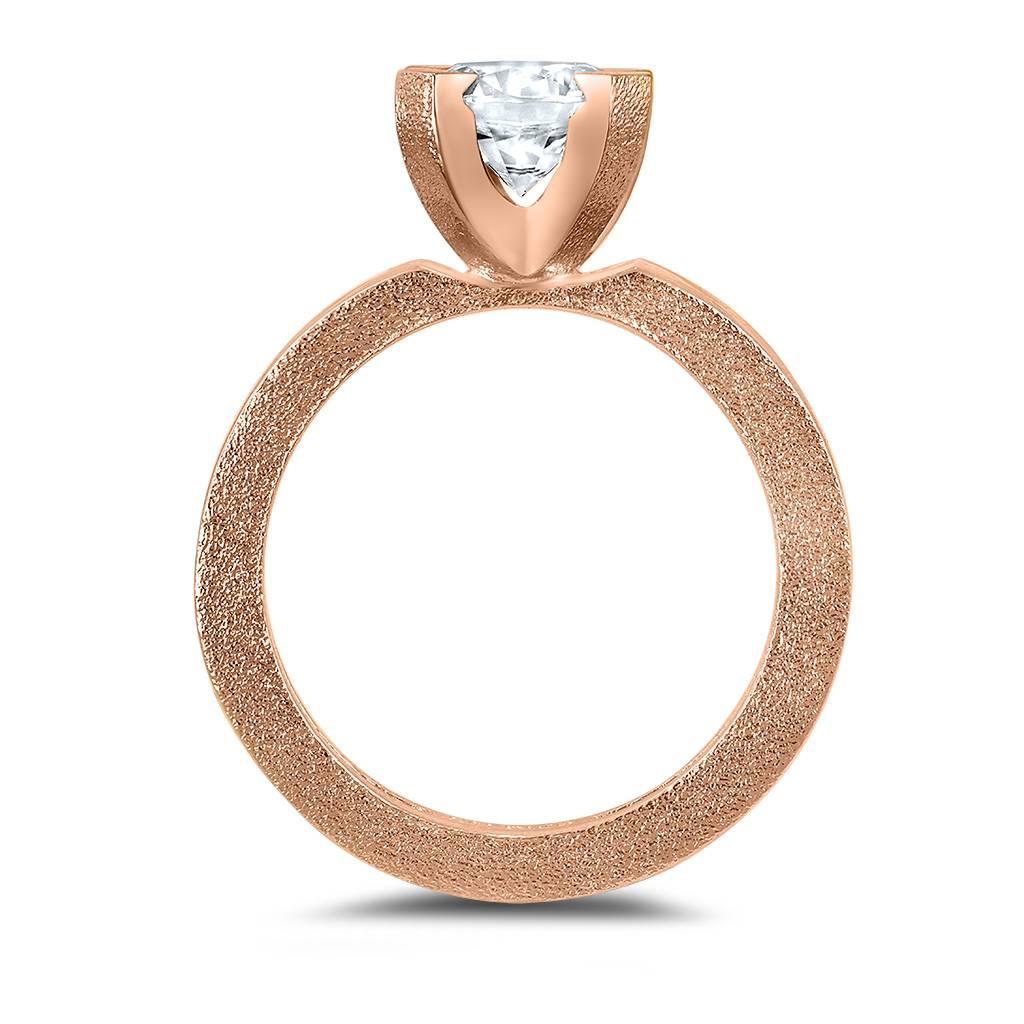 Anillo de compromiso de oro rosa con diamantes Alex Soldier Corte redondo en venta