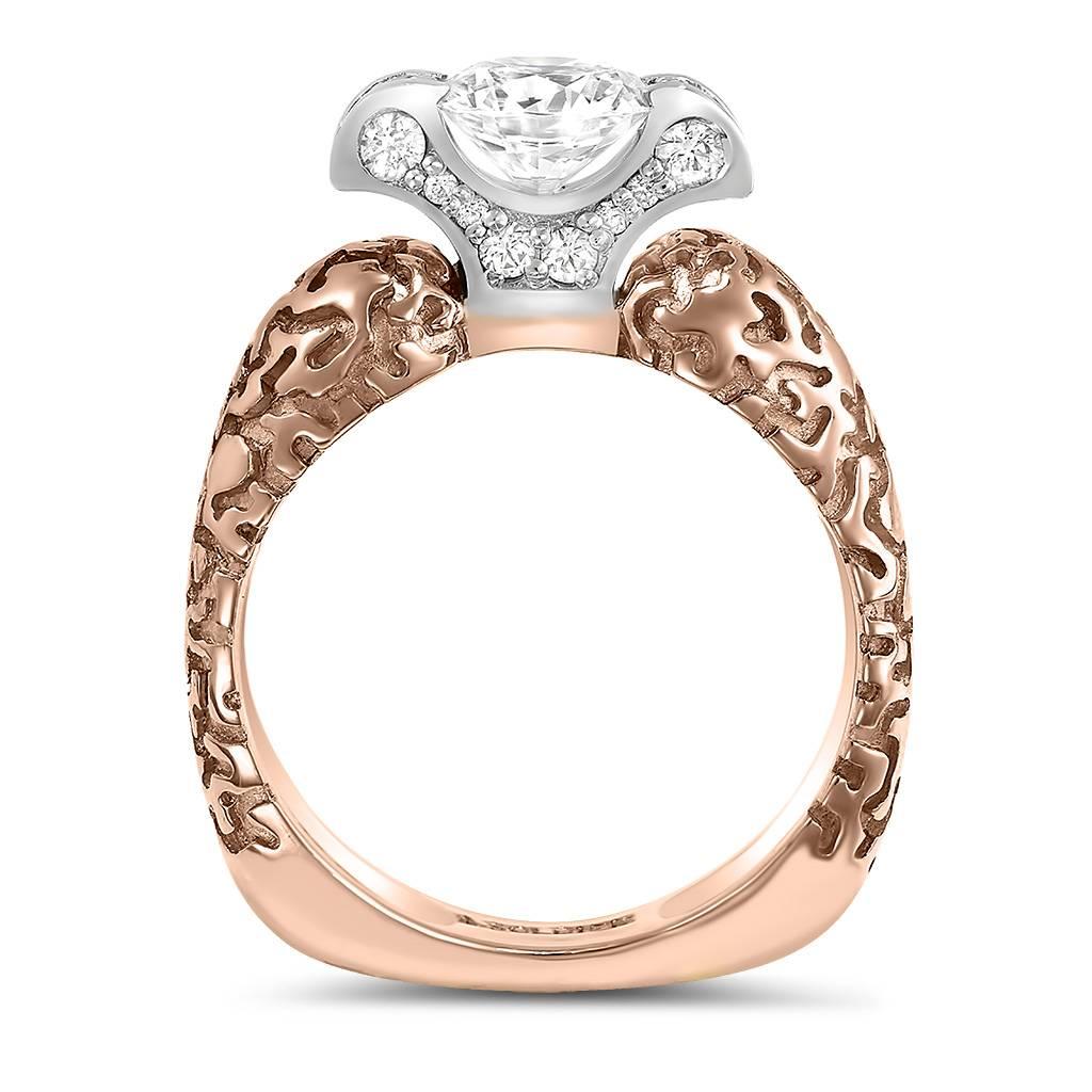 Contemporain Alex Soldier Diamond Rose Gold Engagement Wedding Ring Made in NYC (bague de fiançailles en or rose avec diamant) en vente