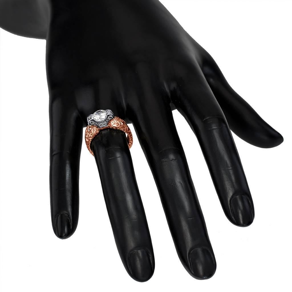 Alex Soldier Diamond Rose Gold Engagement Wedding Ring Made in NYC (bague de fiançailles en or rose avec diamant) Unisexe en vente