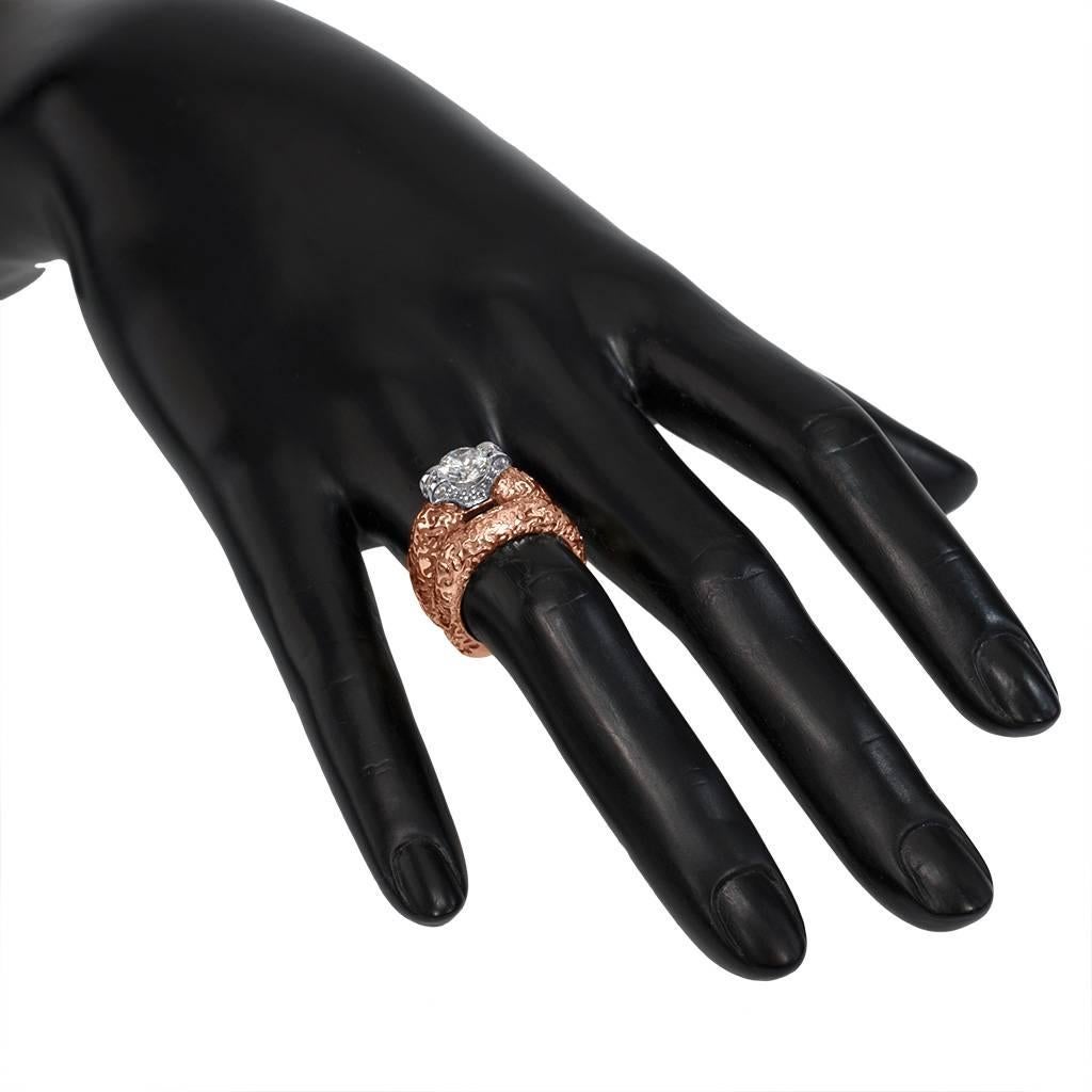 Alex Soldier Diamond Rose Gold Engagement Wedding Ring Made in NYC (bague de fiançailles en or rose avec diamant) en vente 1
