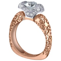 Alex Soldier Diamond Rose Gold Engagement Wedding Ring Made in NYC (bague de fiançailles en or rose avec diamant)
