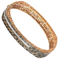 Alex Soldier Diamond Rose Gold Hand-Textured Hinged Bracelet One of a Kind