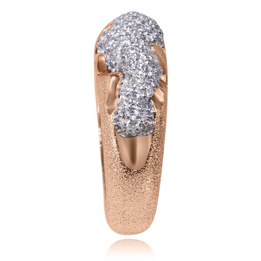 Women's or Men's Diamond Rose Gold Textured Ring Band One of a Kind