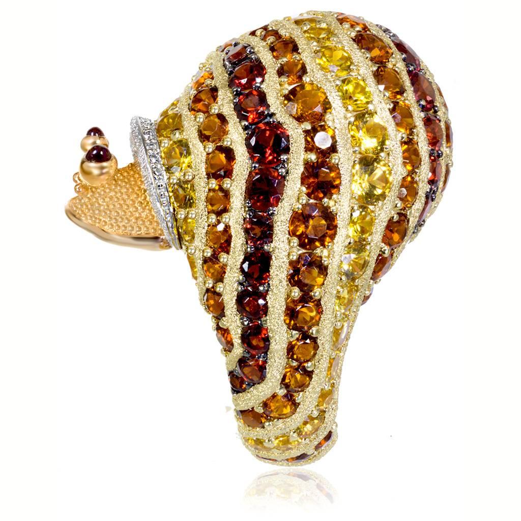 Contemporary Alex Soldier Diamond Sapphire Ruby Garnet Citrine Sunny the Snail Ring For Sale