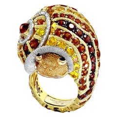 Sunny the Snail Ring mit Diamant, Saphir, Rubin, Granat und Citrin von Alex Soldier