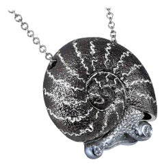 Alex Soldier Diamond Sterling Silver Little Snail Pendant Necklace on Chain