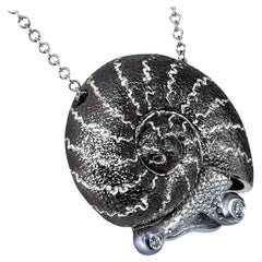 Alex Soldier Diamante Plata de Ley Pequeño Collar Colgante Caracol con Cadena