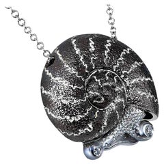 Alex Soldier Diamond Sterling Silver Little Snail Pendant Necklace on Chain