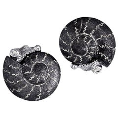 Alex Soldier Diamond Sterling Silver Textured Baby Snail Stud Earrings