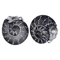 Alex Soldier Diamond Sterling Silver Textured Baby Snail Stud Earrings
