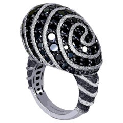 Alex Soldier Diamond Textured Gold Swirl Ring One of a Kind