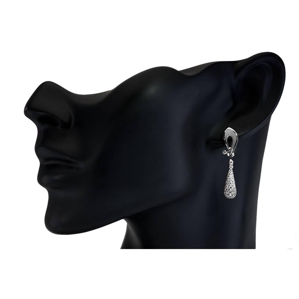 Alex Soldier Diamond White Gold Calla Drop Dangle Earrings One of a Kind In New Condition In New York, NY