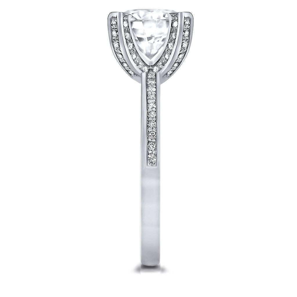 Taille ronde Alex Diamond Diamond White Gold Princess Engagement Ring Made In NYC (Bague de fiançailles princesse en or blanc) en vente