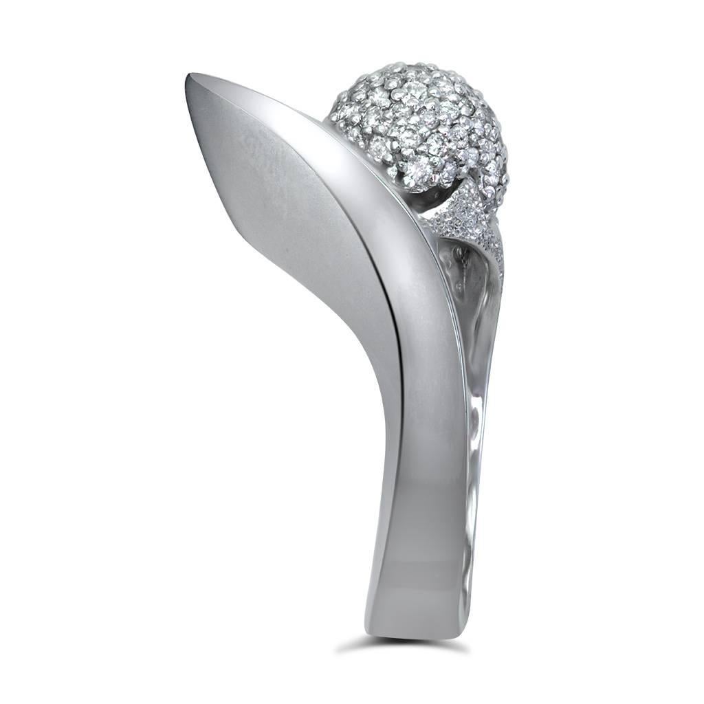 Women's or Men's Alex Soldier Diamond White Gold Textured Crossover Bypass Cocktail Ring