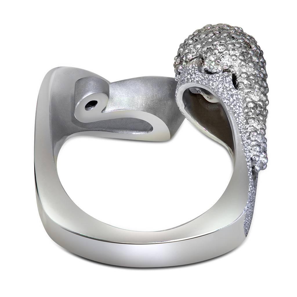 Alex Soldier Diamond White Gold Textured Crossover Bypass Cocktail Ring 1
