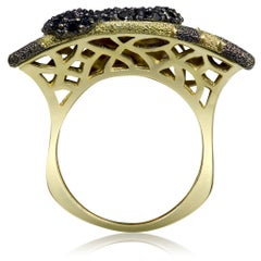 Alex Soldier Diamond Yellow Gold Textured Volna Ring One of a Kind