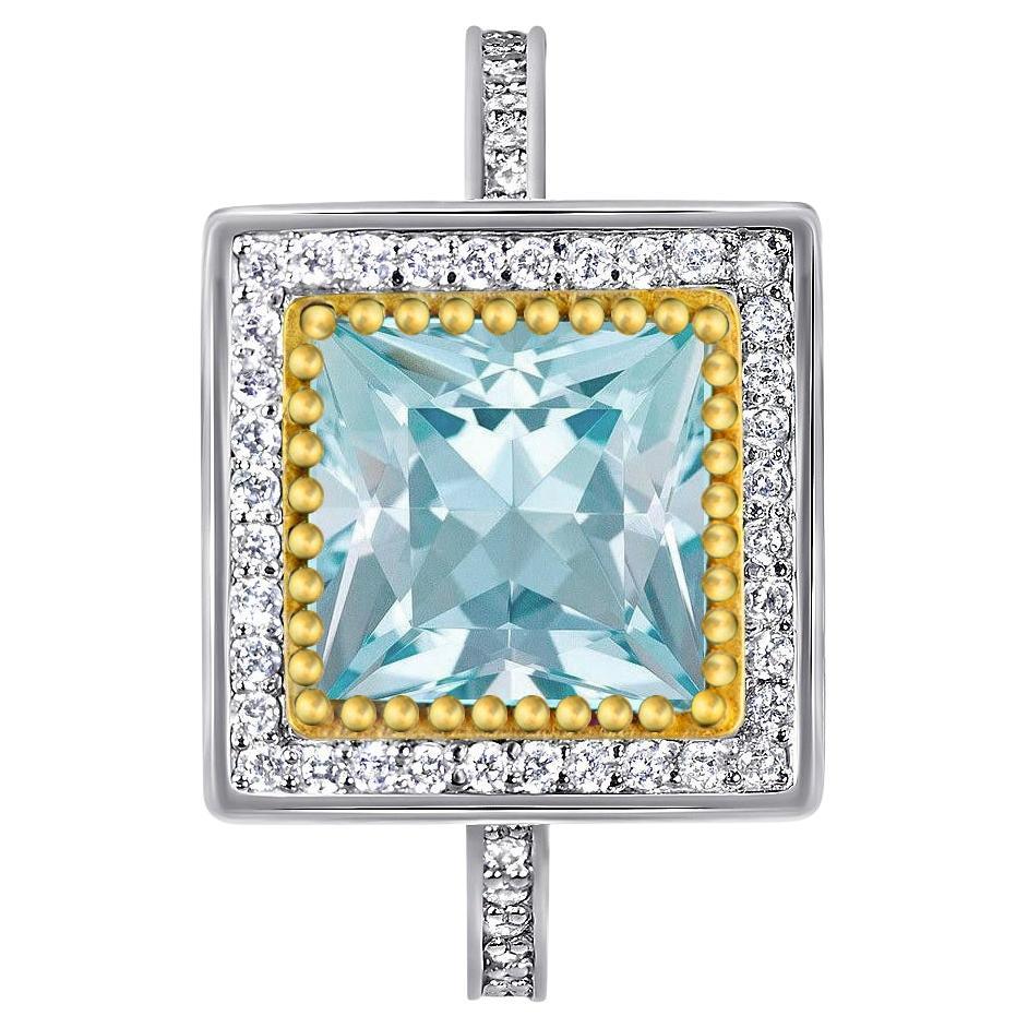 Alex Soldier Eternal Love Aquamarine Diamond Gold Ring One of a Kind For Sale