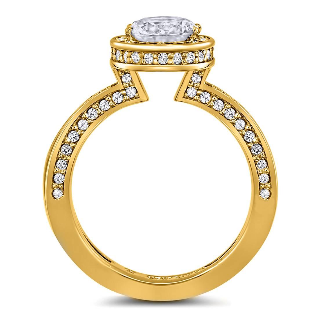 Taille ronde Alex Soldier Bague de fiançailles en or à diamants Eternal Love Faite à la main à New York en vente