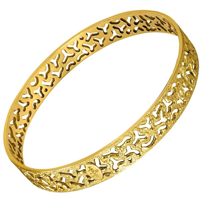 Alex Soldier Gold HandTextured Bangle Bracelet One of a Kind For Sale