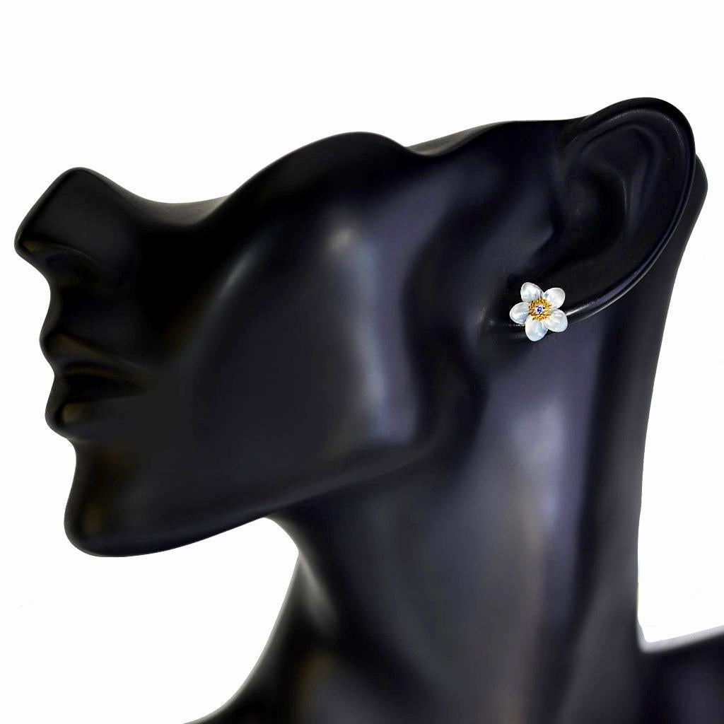 Alex Soldier Gold Diamond Topaz Baby Blossom Earrings One of a Kind In New Condition In New York, NY