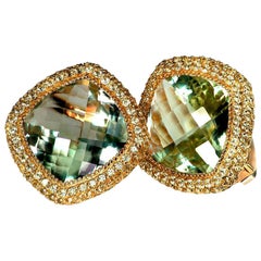 Alex Soldier Green Amethyst Peridot Gold Earrings Cufflinks One of a Kind