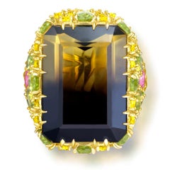 Alex Soldier Lemon Smoky Quartz Peridot Topaz Sapphire Diamond Blossom Gold Ring