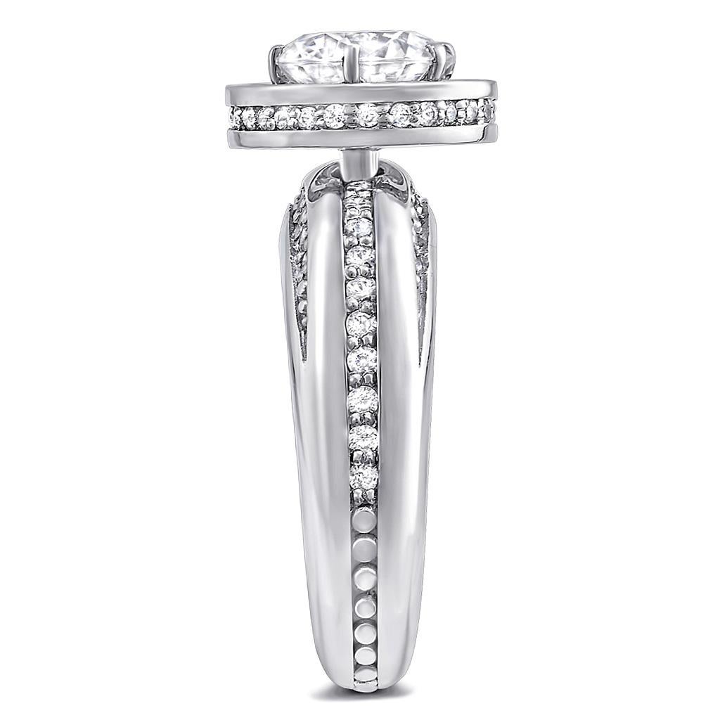 Taglio rotondo Alex Soldier Anello cocktail di fidanzamento con diamante e aureola in oro di Sensualità Moderna in vendita