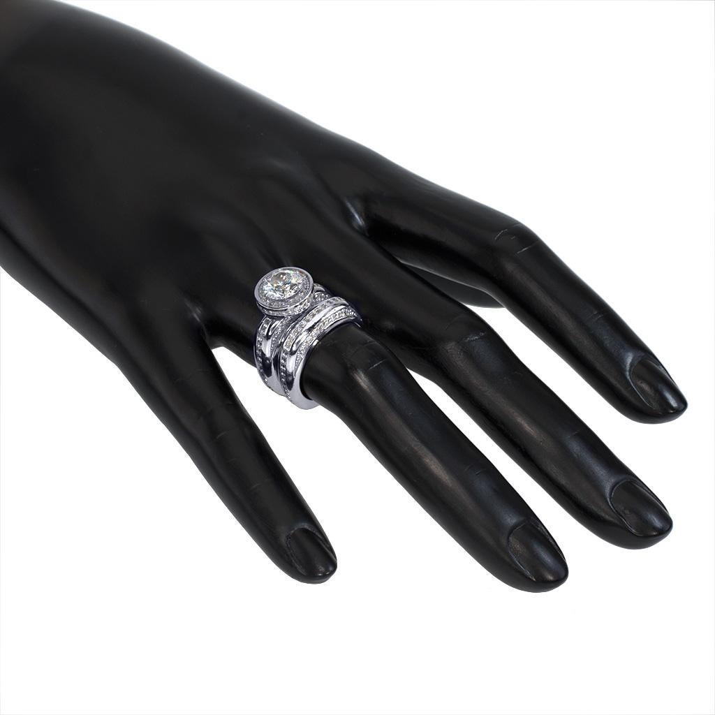 da uomo o donna Alex Soldier Anello Cocktail di Fidanzamento in Platino con Diamante Sensualità Moderna in vendita