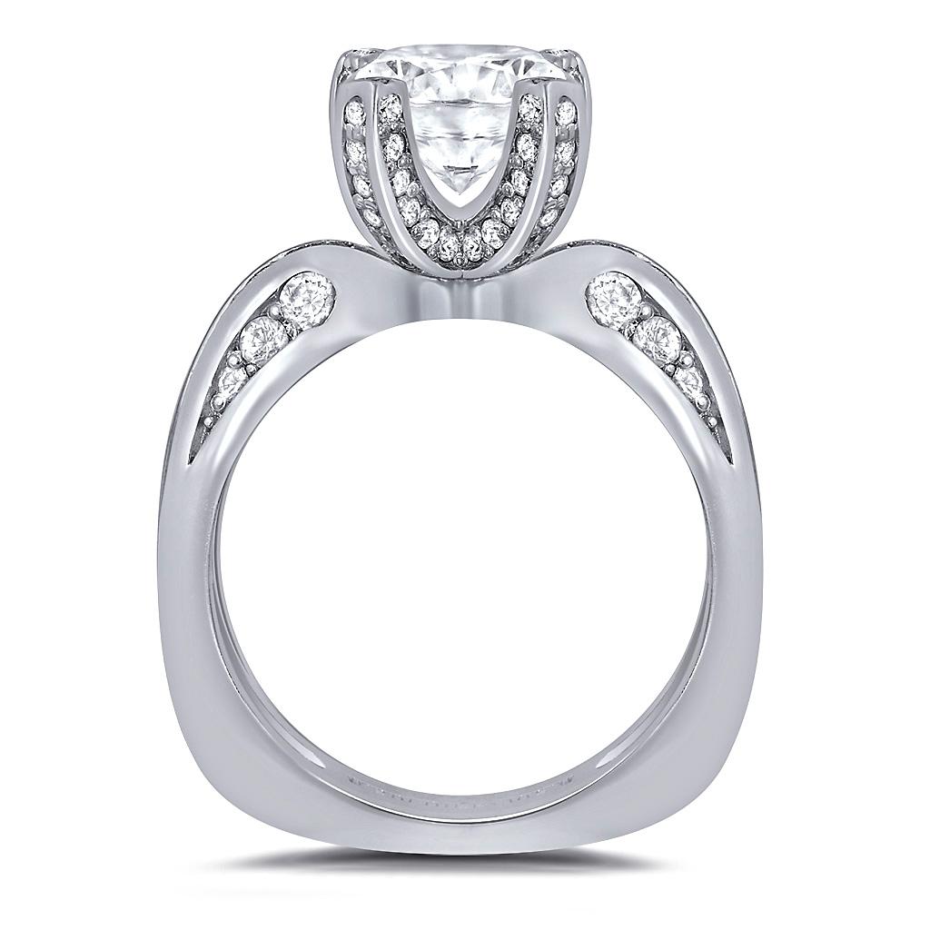 Round Cut Alex Soldier Modern Sensuality Diamond Platinum Engagement Wedding Cocktail Ring