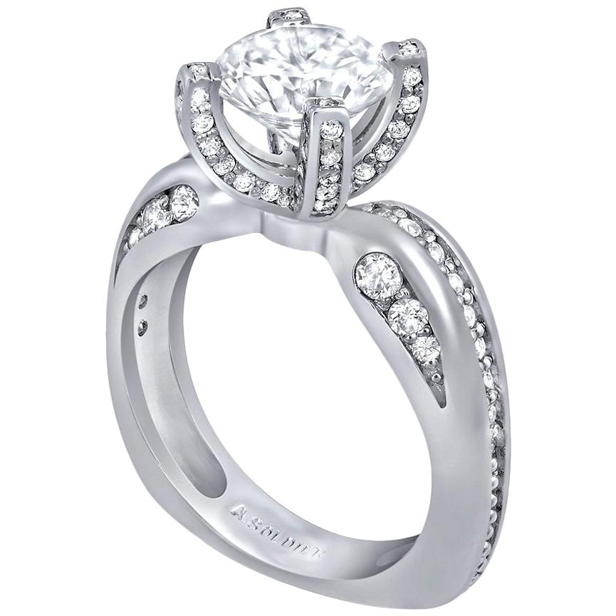 Alex Soldier - Anello di fidanzamento in platino con diamante - Sensualità moderna